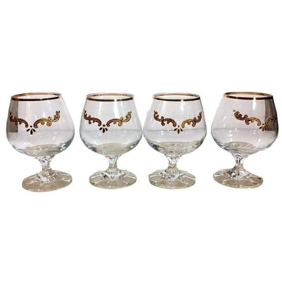 Antique Gold Rose Opaline Bohemian Art Glass Cordial Decanter & 4 Liqu… - Picture 5 of 9